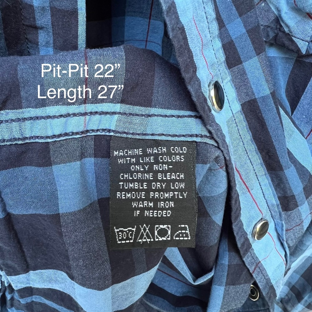 SQ Comfort Wash Mens Blue Plaid Long Sleeve Button Down Shirt Size Large Cotton - Picture 4 of 4